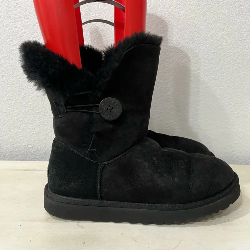 Ugg Black Suede Bailey Button Boots